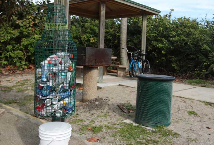 clever recycle photo - beach can and bottle receptacle for beach areas